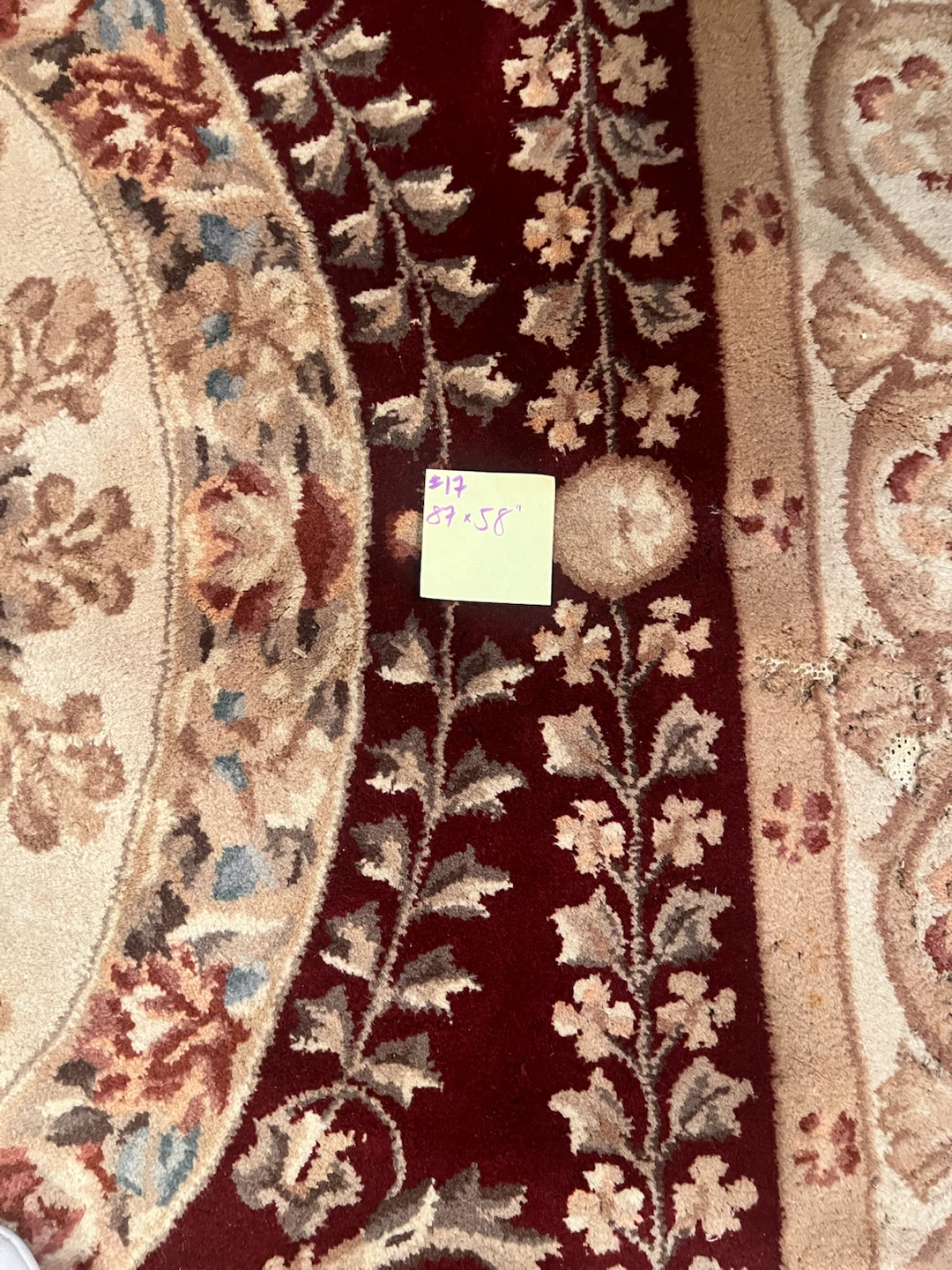 Floral Area Rug in Burgundy and Beige - photo 2