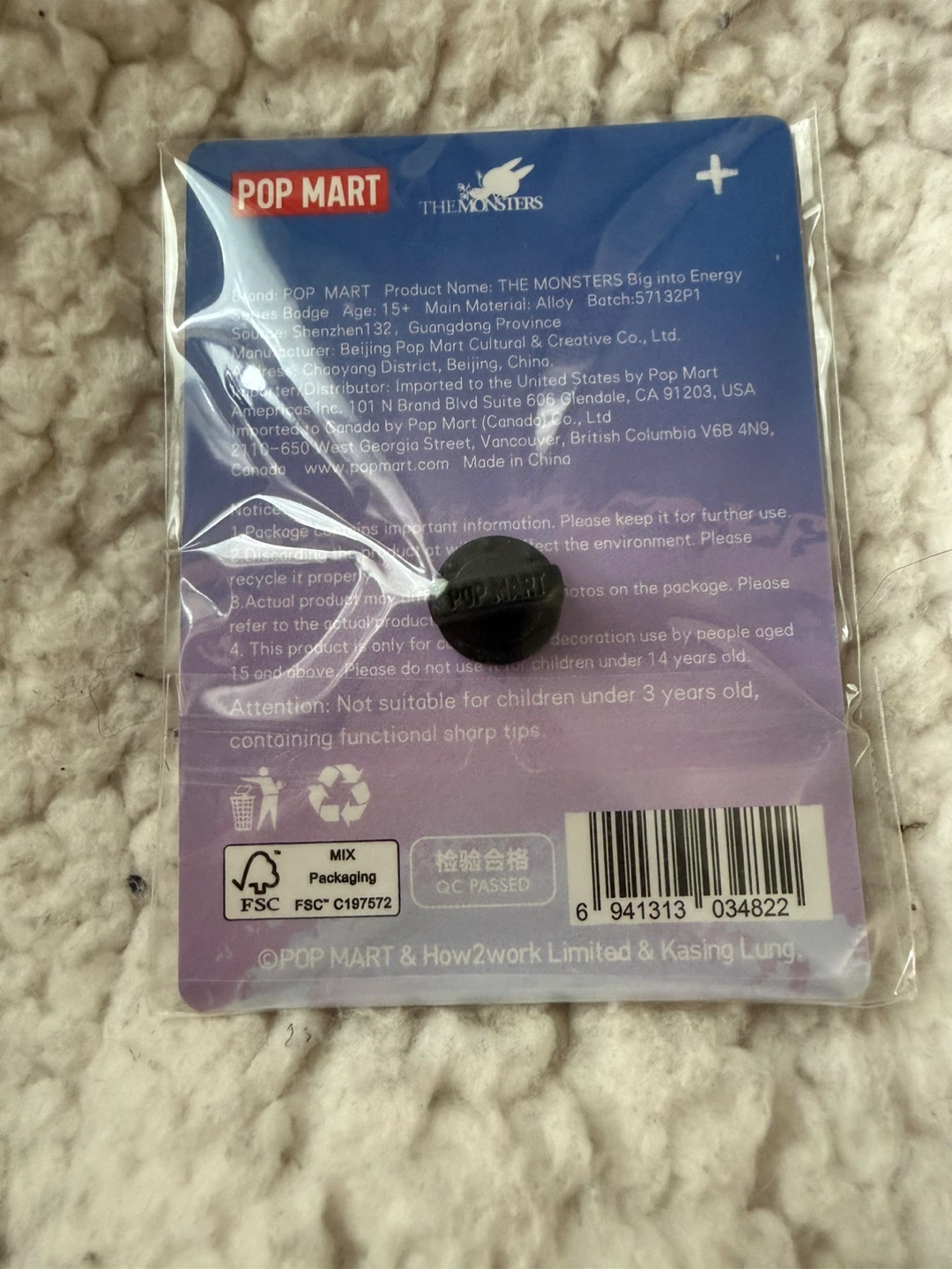 Pop Mart The Monsters Big Into Energy Series Badge - Red - photo 2