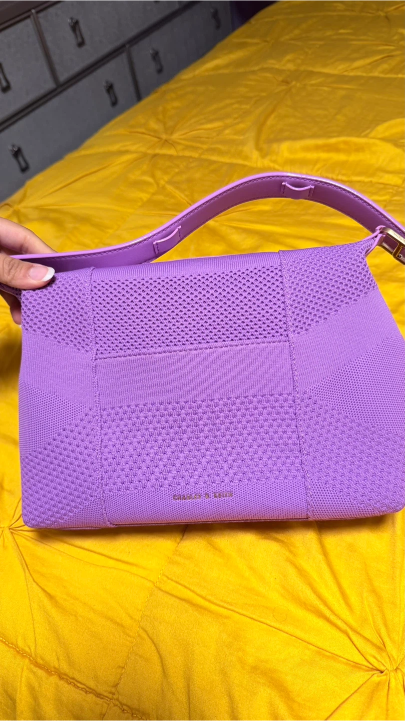 Charles & Keith Knit Shoulder Bag - Purple - photo 2