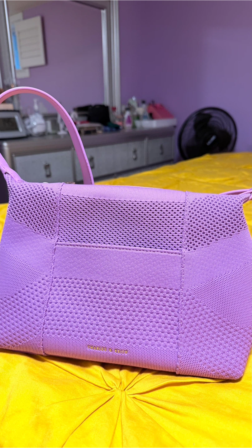 Charles & Keith Knit Shoulder Bag - Purple - photo 3