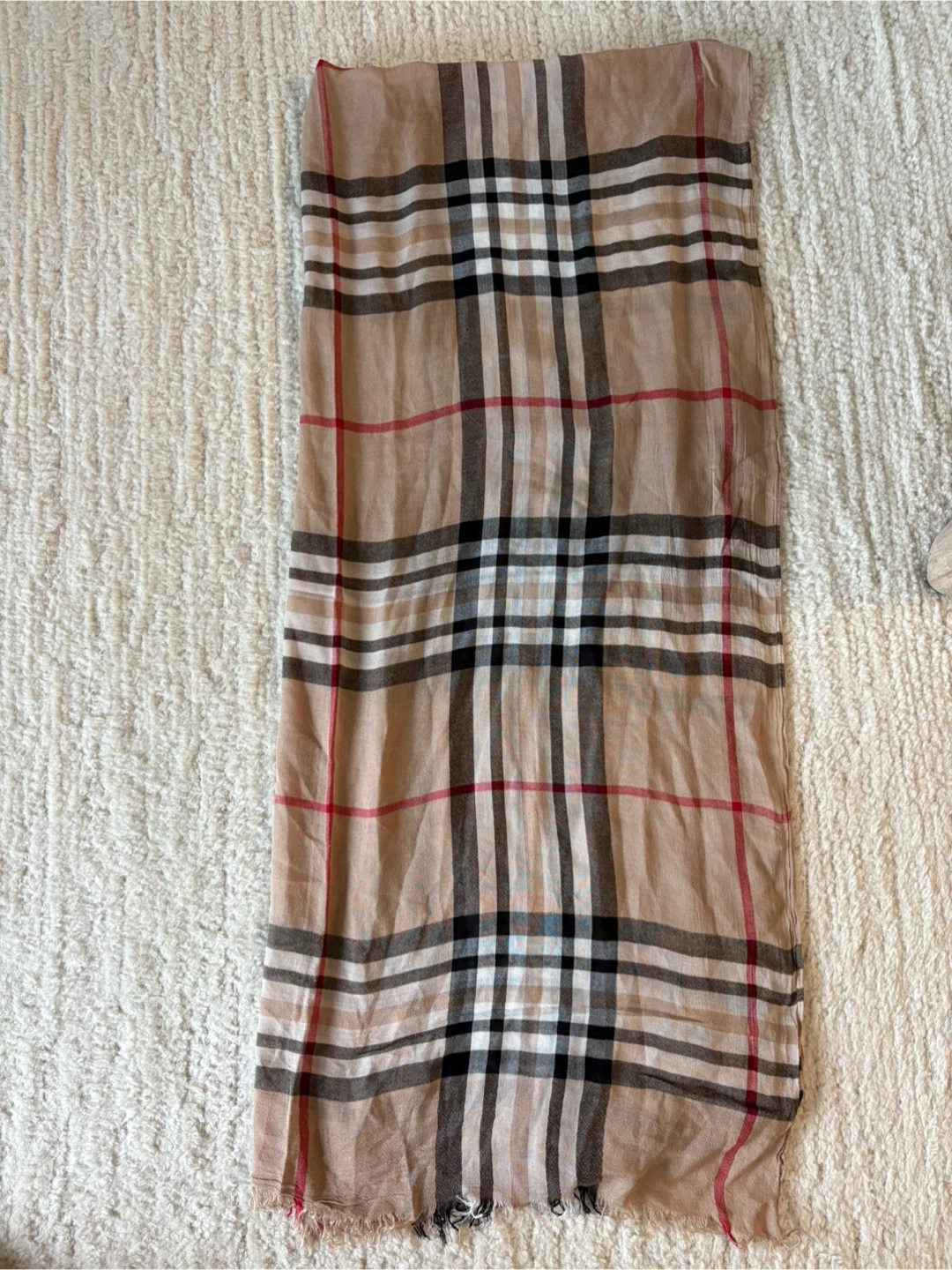 NWT Tan Striped Burberry style lightweight Scarf - photo 2