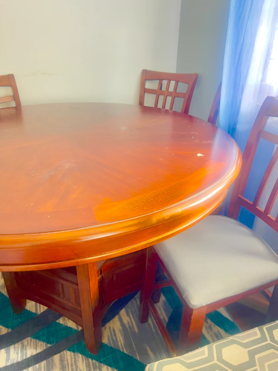 Wood dining table and  6 chairs - photo 3