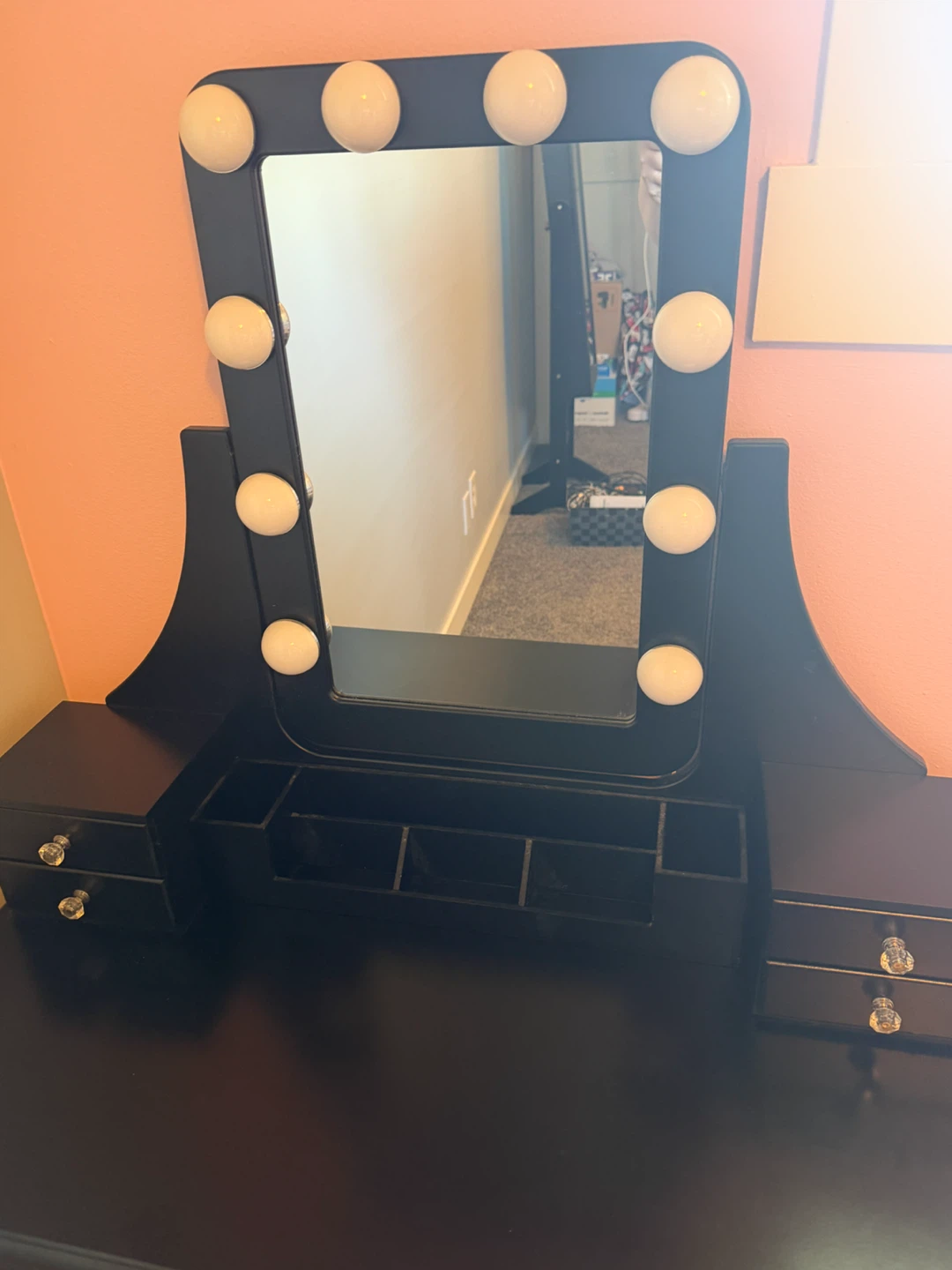Black Vanity Table with Lighted Mirror - photo 2