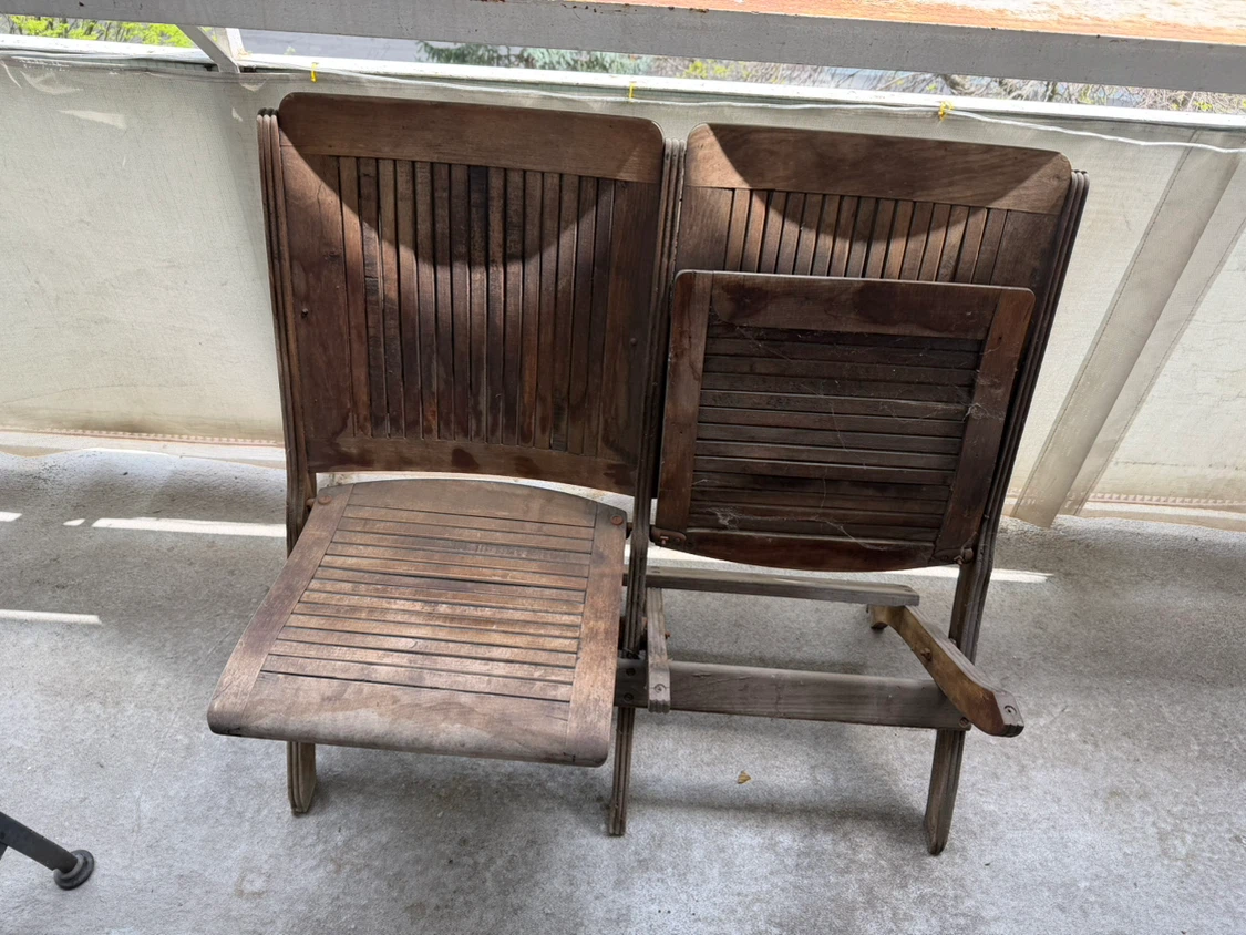 Set of Two Wooden Folding Chairs - photo 2