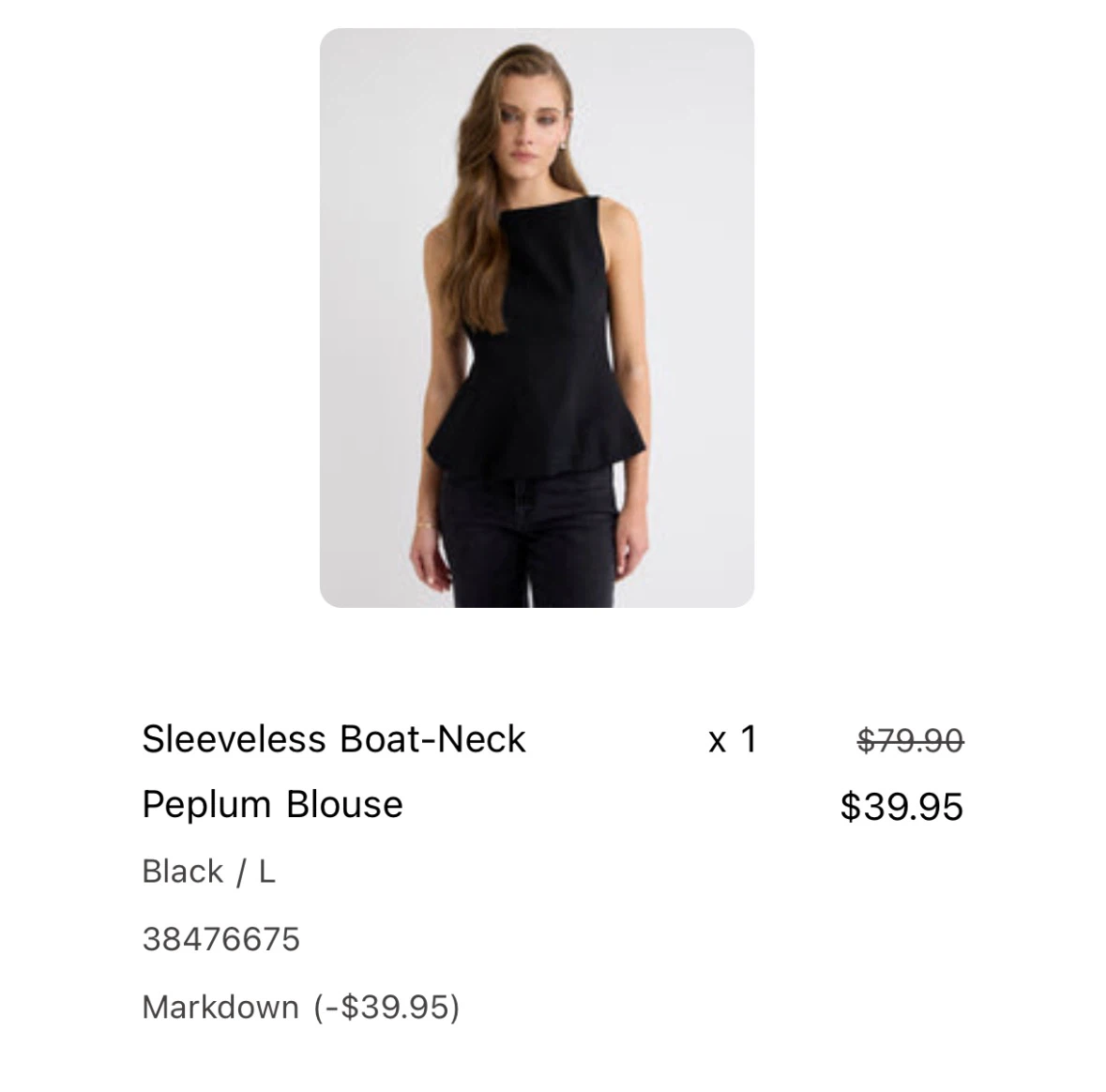 RW&Co. - Sleeveless Boat-Neck Peplum Blouse