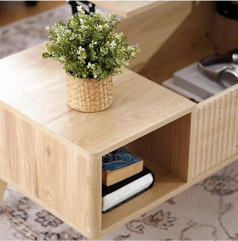 New Fluted Lift Top Coffee Table with Storage - photo 4