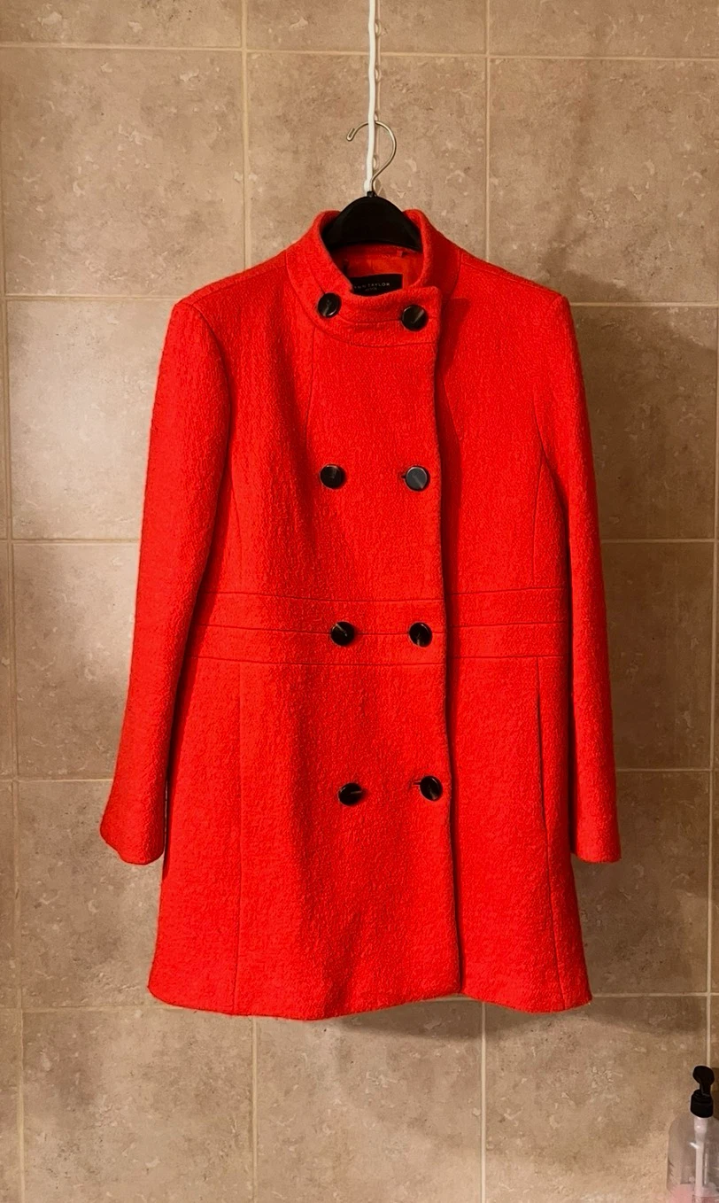 Ann Taylor Petite Orange Double-Breasted Coat