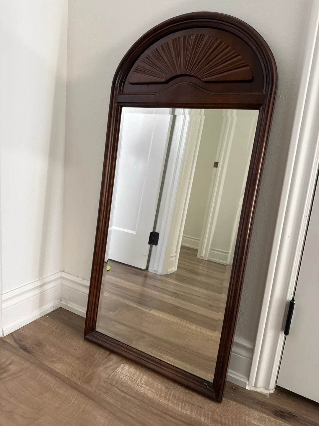 Arched Wooden Wall Mirror