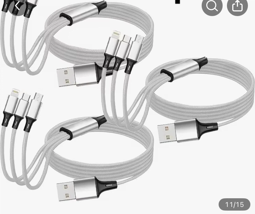 1pc 3-in-1 Charging Cables, USB-C, Lightning, Micro USB) - photo 4