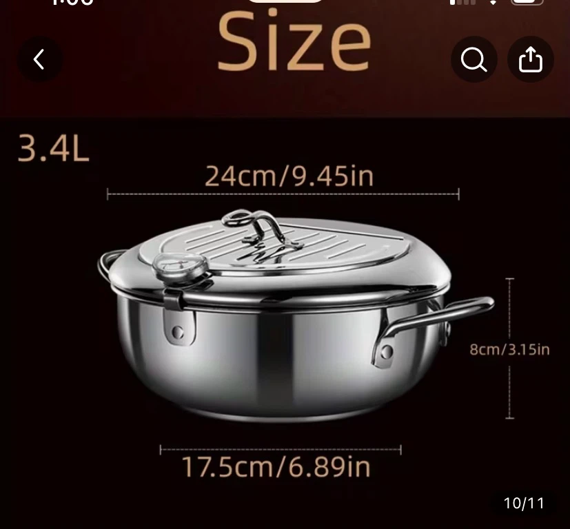 3.4L Stainless Steel Deep Fryer with Thermometer - photo 4