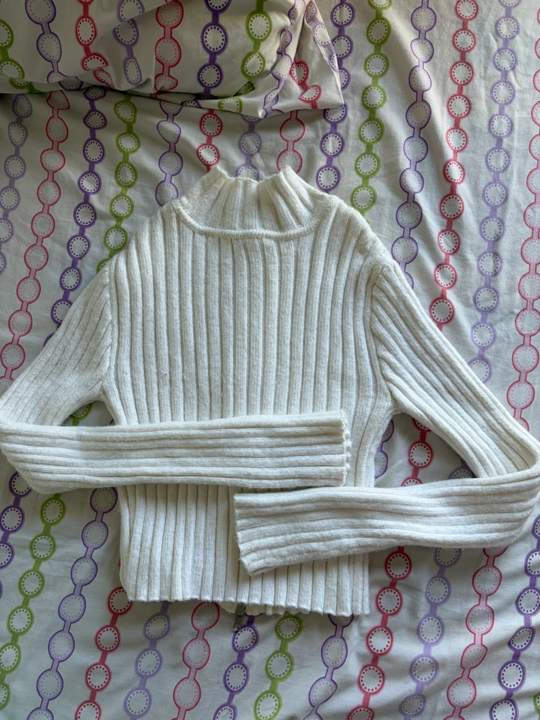 Garage White Ribbed Zip-Up Sweater - photo 2