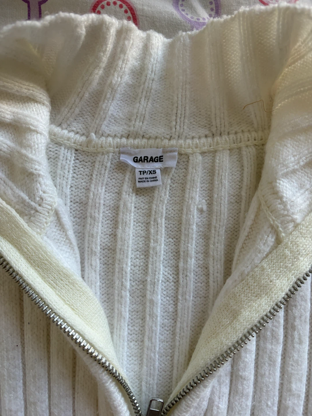 Garage White Ribbed Zip-Up Sweater - photo 3