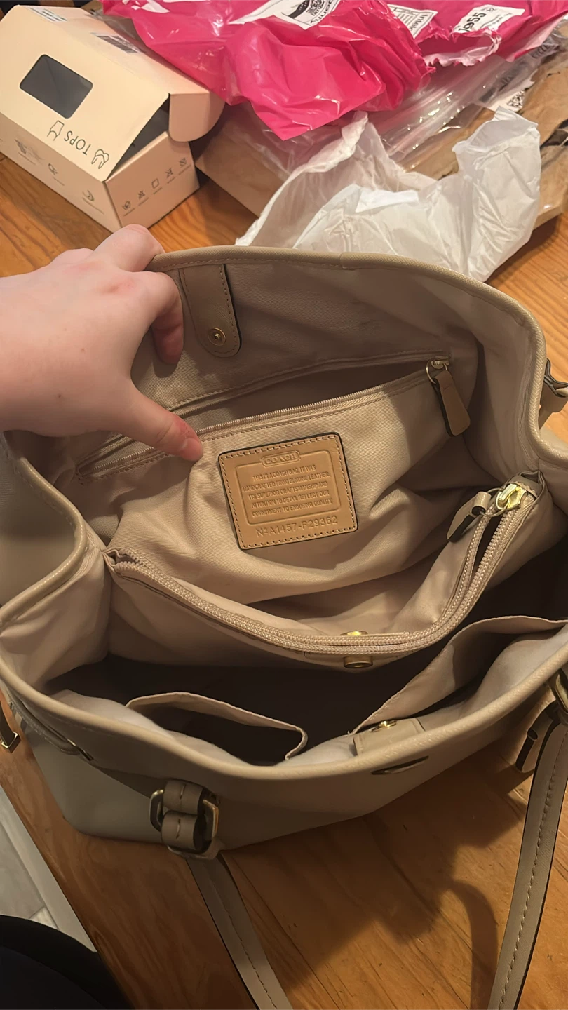 Coach Beige Leather Tote Bag