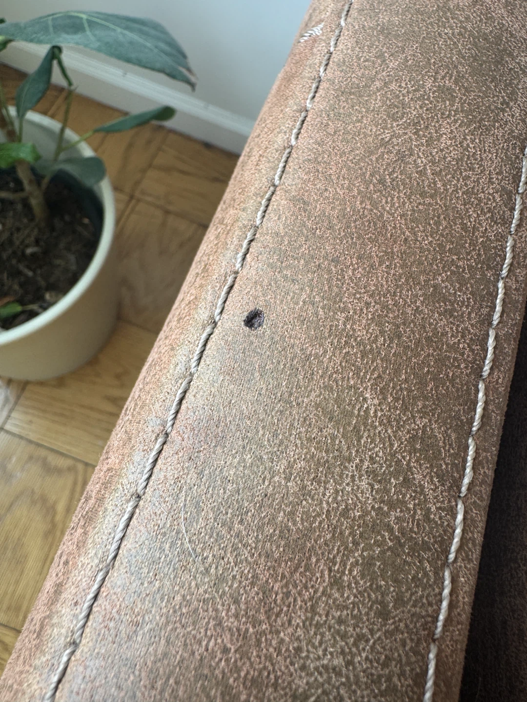 Brown Faux Leather Sofa with ottoman - photo 3