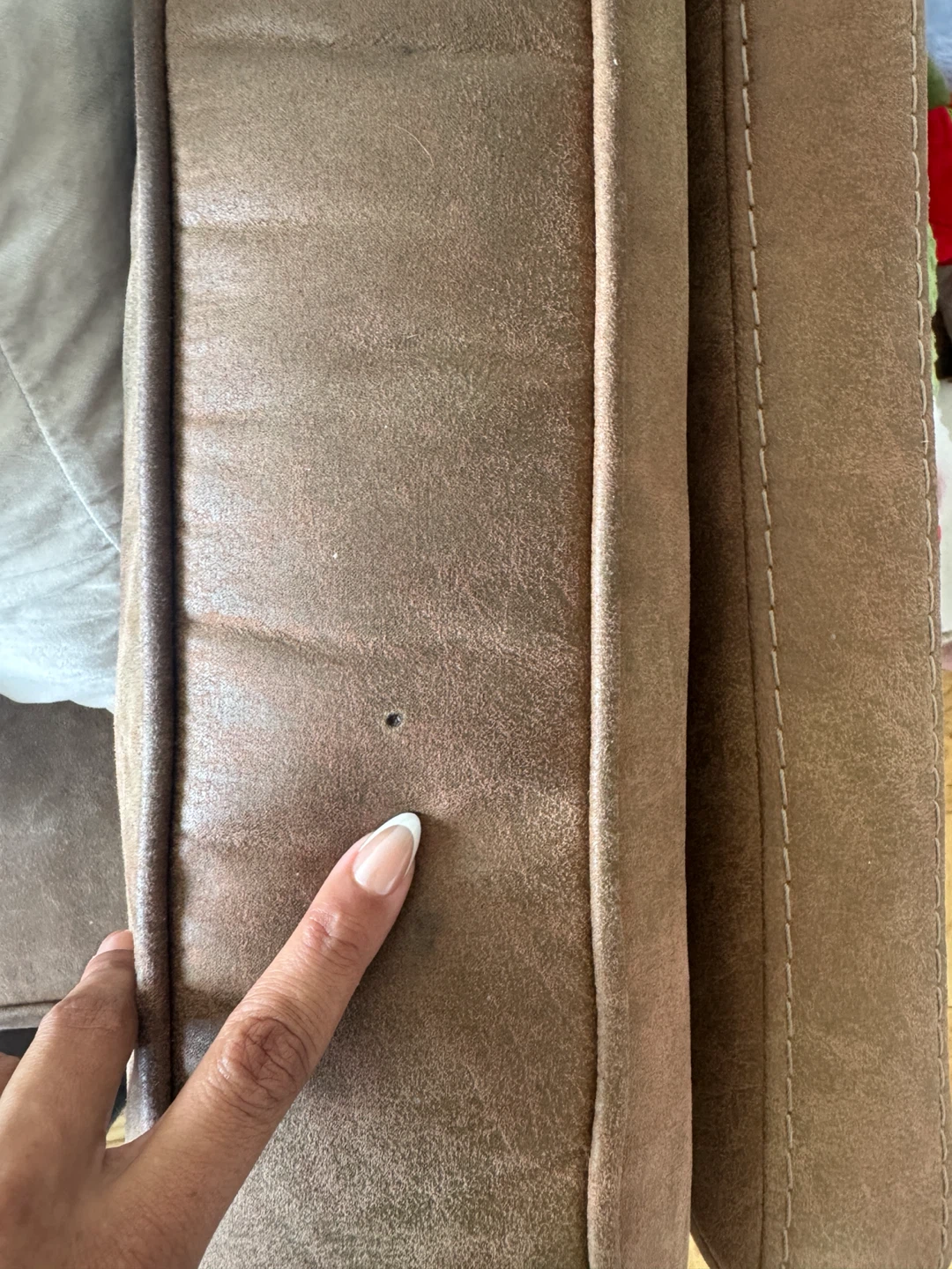 Brown Faux Leather Sofa with ottoman - photo 4