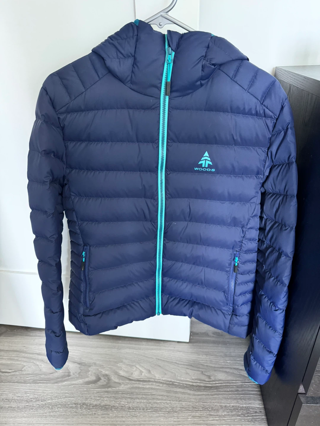 Woods Navy Blue Puffer Jacket with Hood