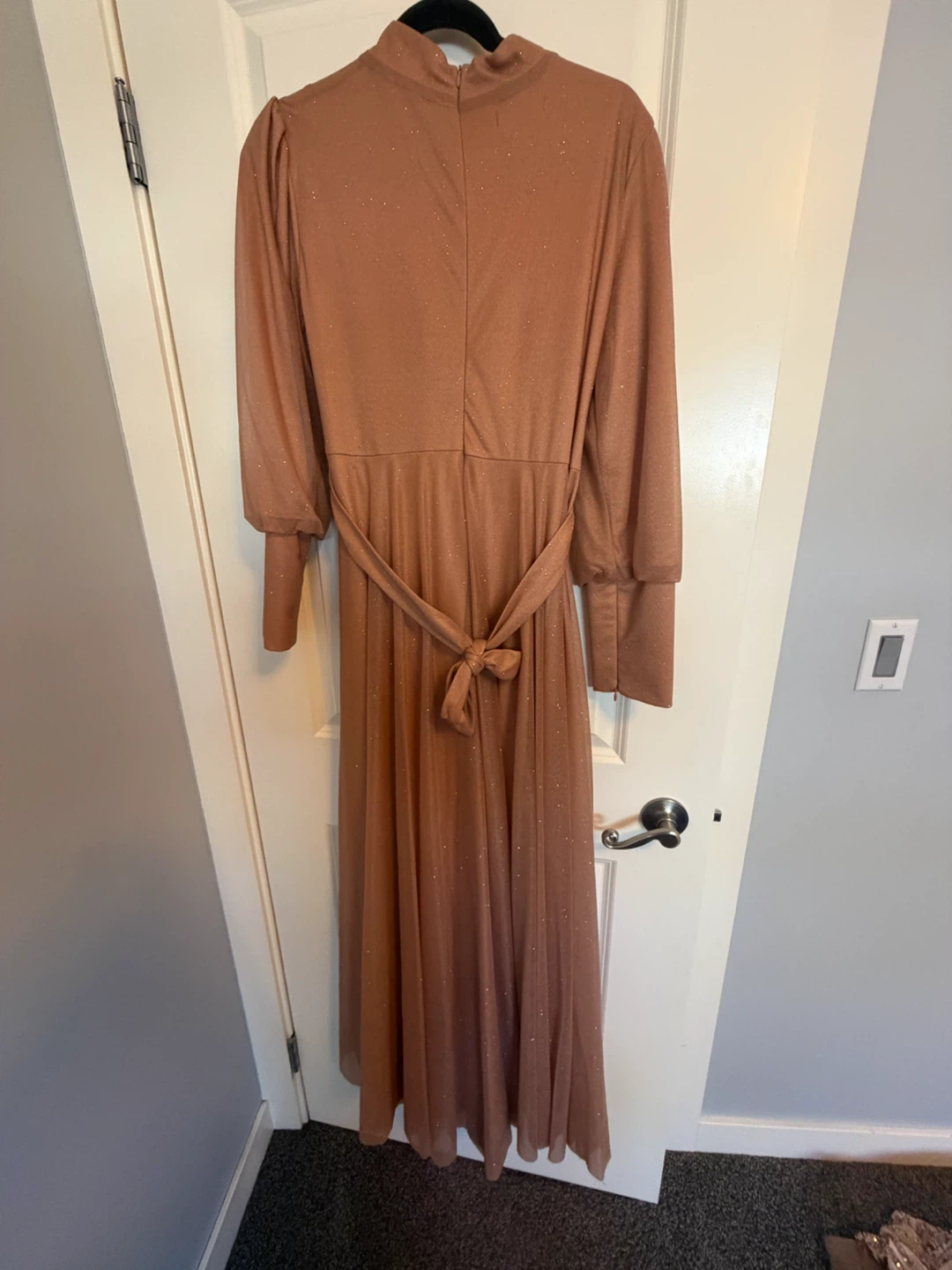 Rose Gold Shimmer Long Sleeve Maxi Dress - photo 2