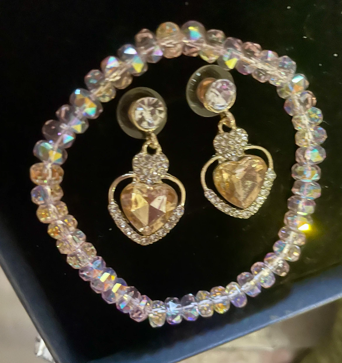 Heart Earrings and Crystal Bracelet Set - photo 2