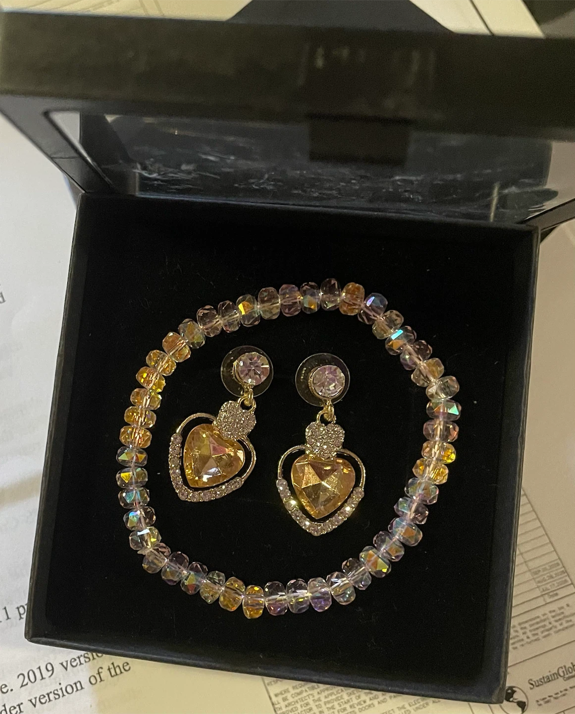 Heart Earrings and Crystal Bracelet Set - photo 3