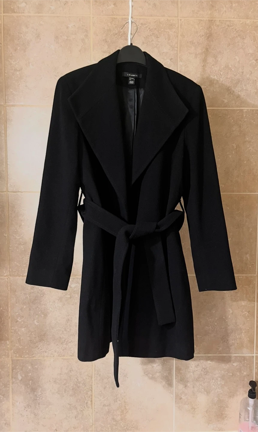 Louben Wool Black Belted Coat