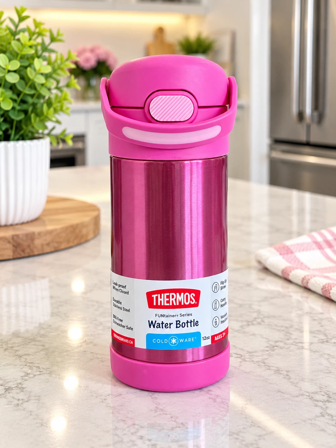NEW Thermos Kids FUNtainer Water Bottle 355ml – Pink – $12 💗