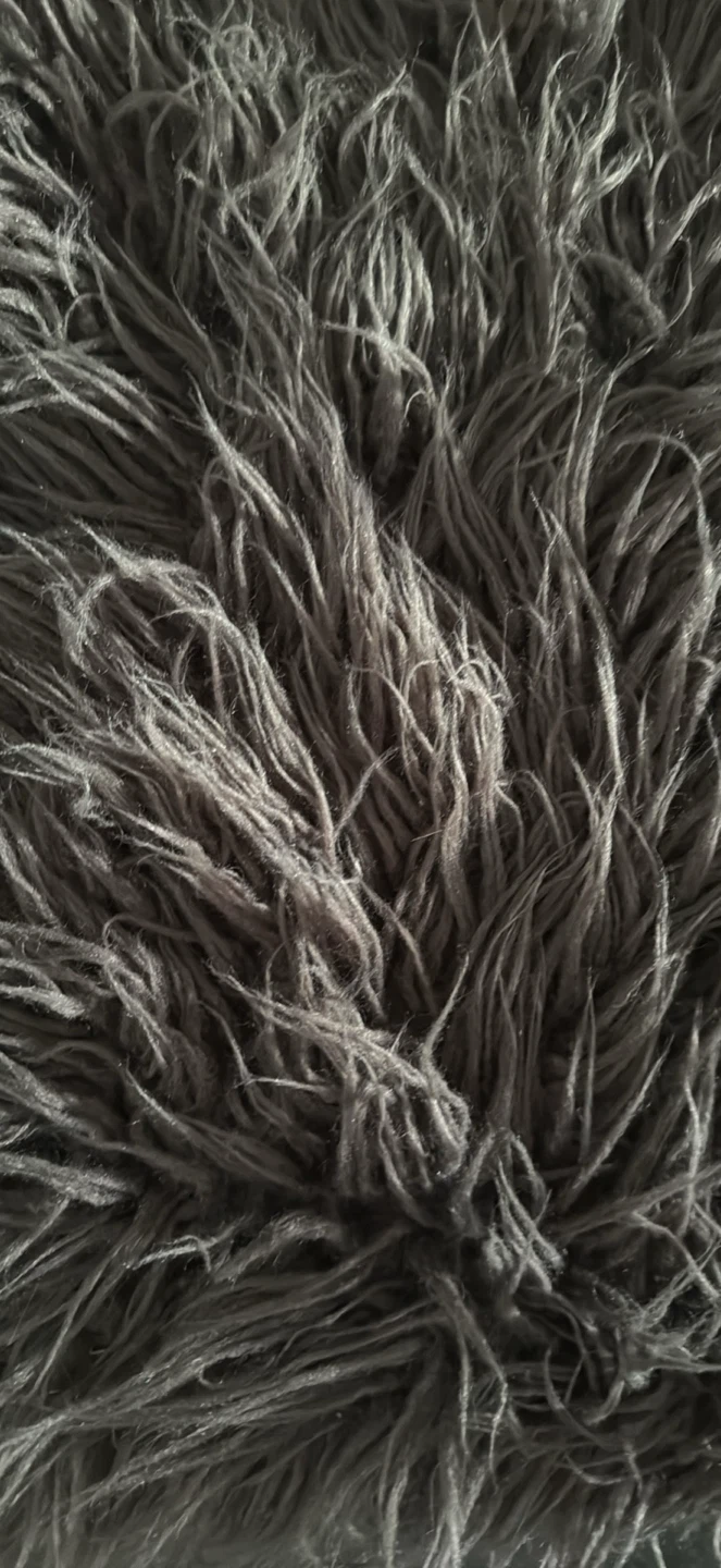 Grey faux fur ottoman