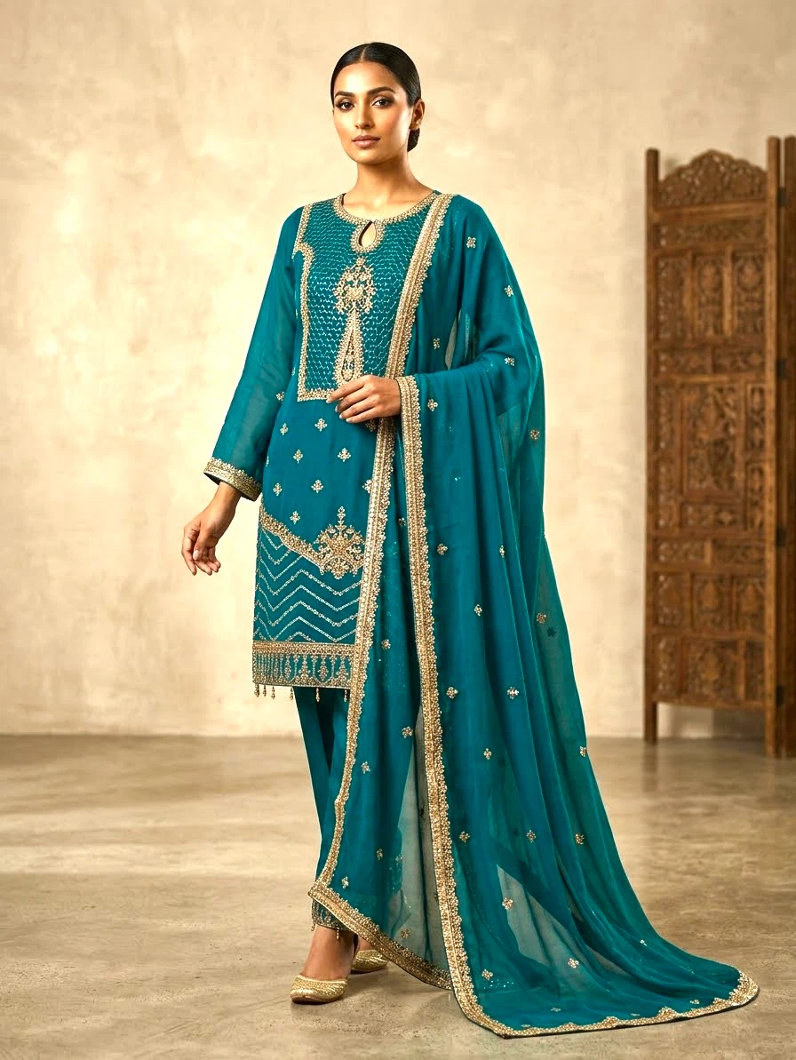 Pakistani chiffon party dress