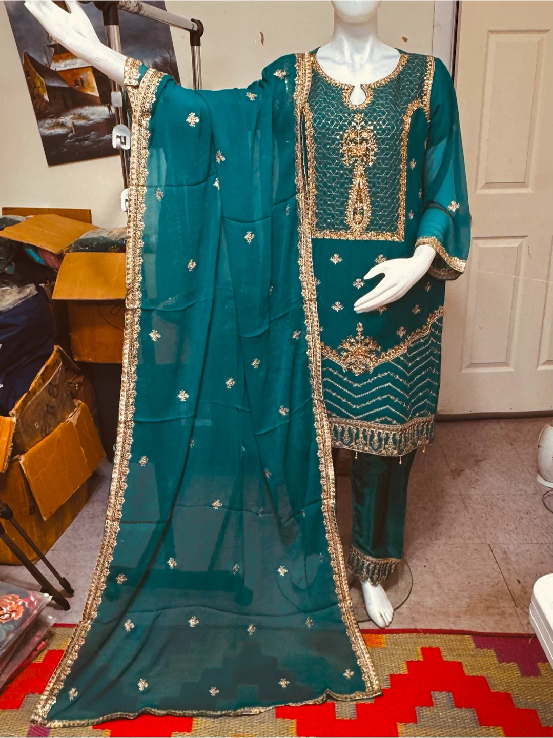 Pakistani chiffon party dress - photo 2