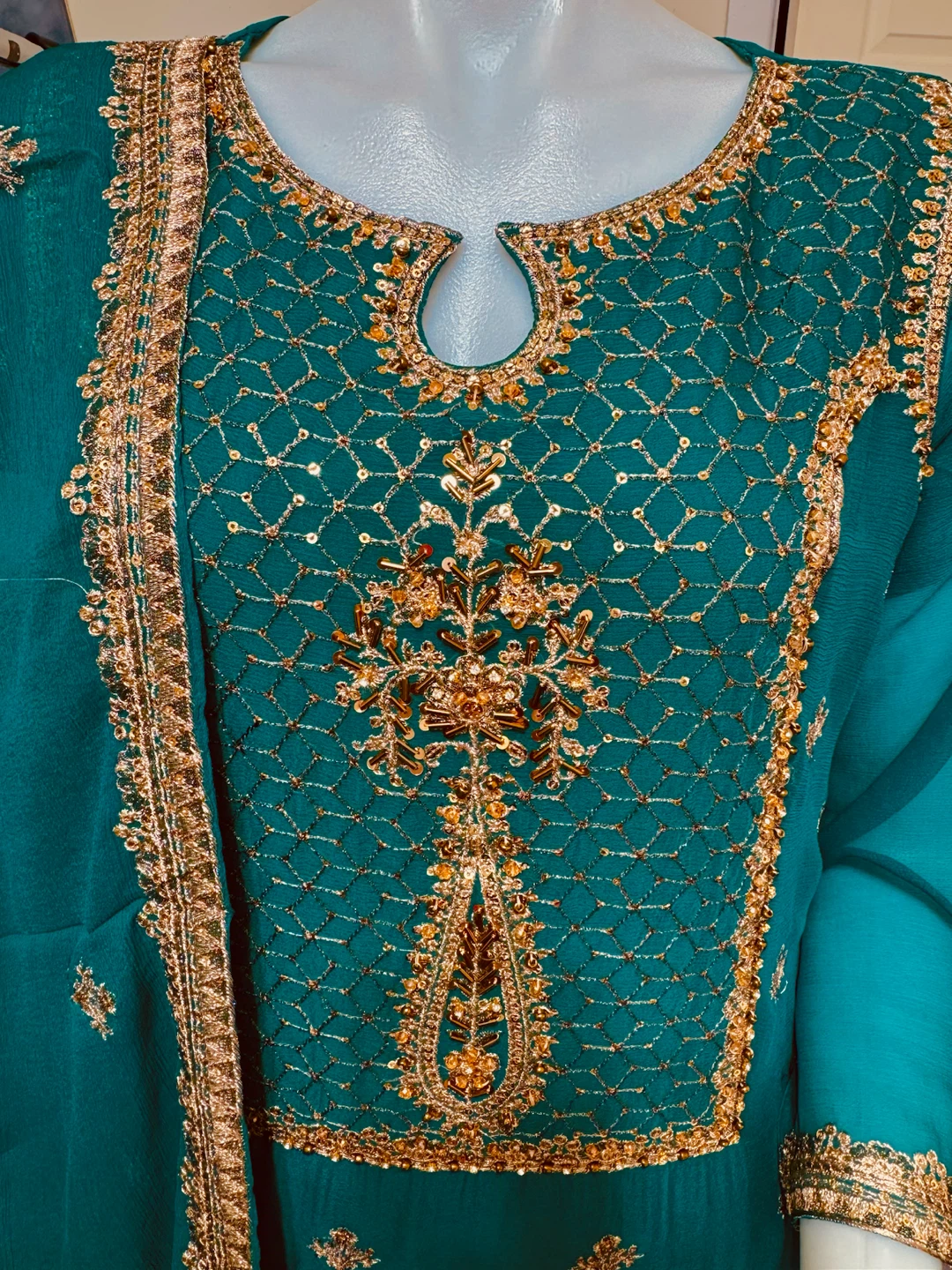 Pakistani chiffon party dress - photo 3