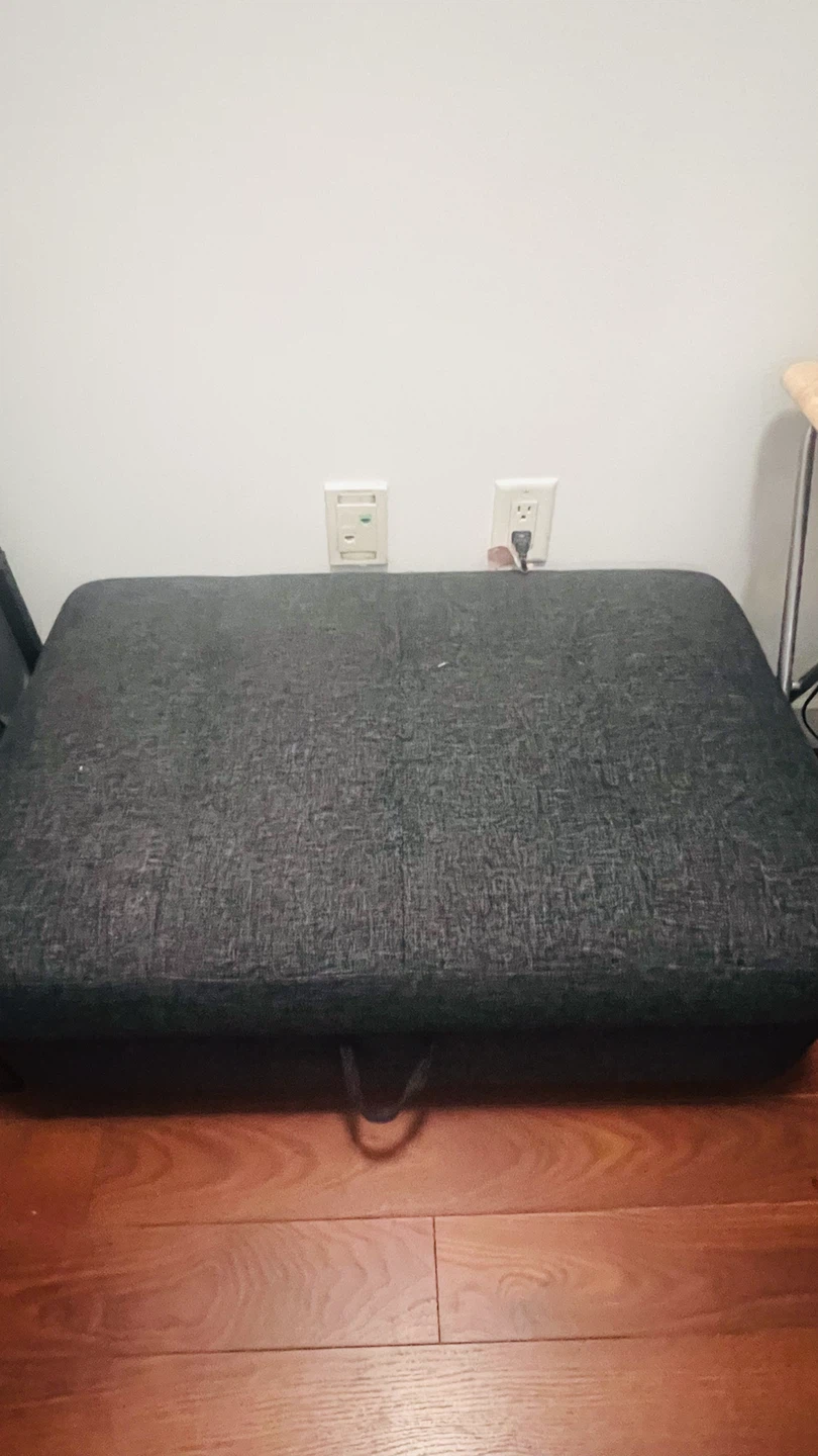 Dark Grey Fabric Storage Ottoman