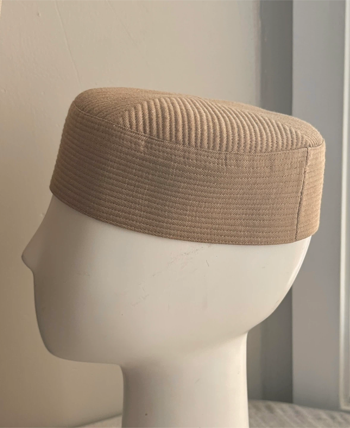 Beige Textured Kufi Cap - New - $15