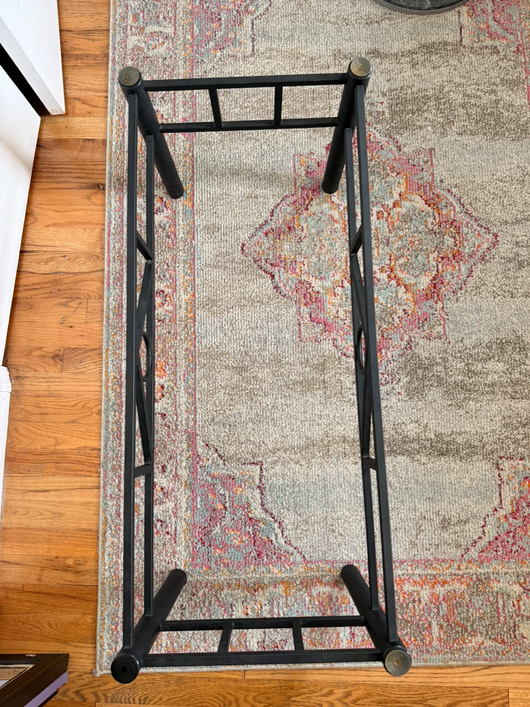 Coffee Table with Smoked Glass Top & Black Metal Base - photo 4