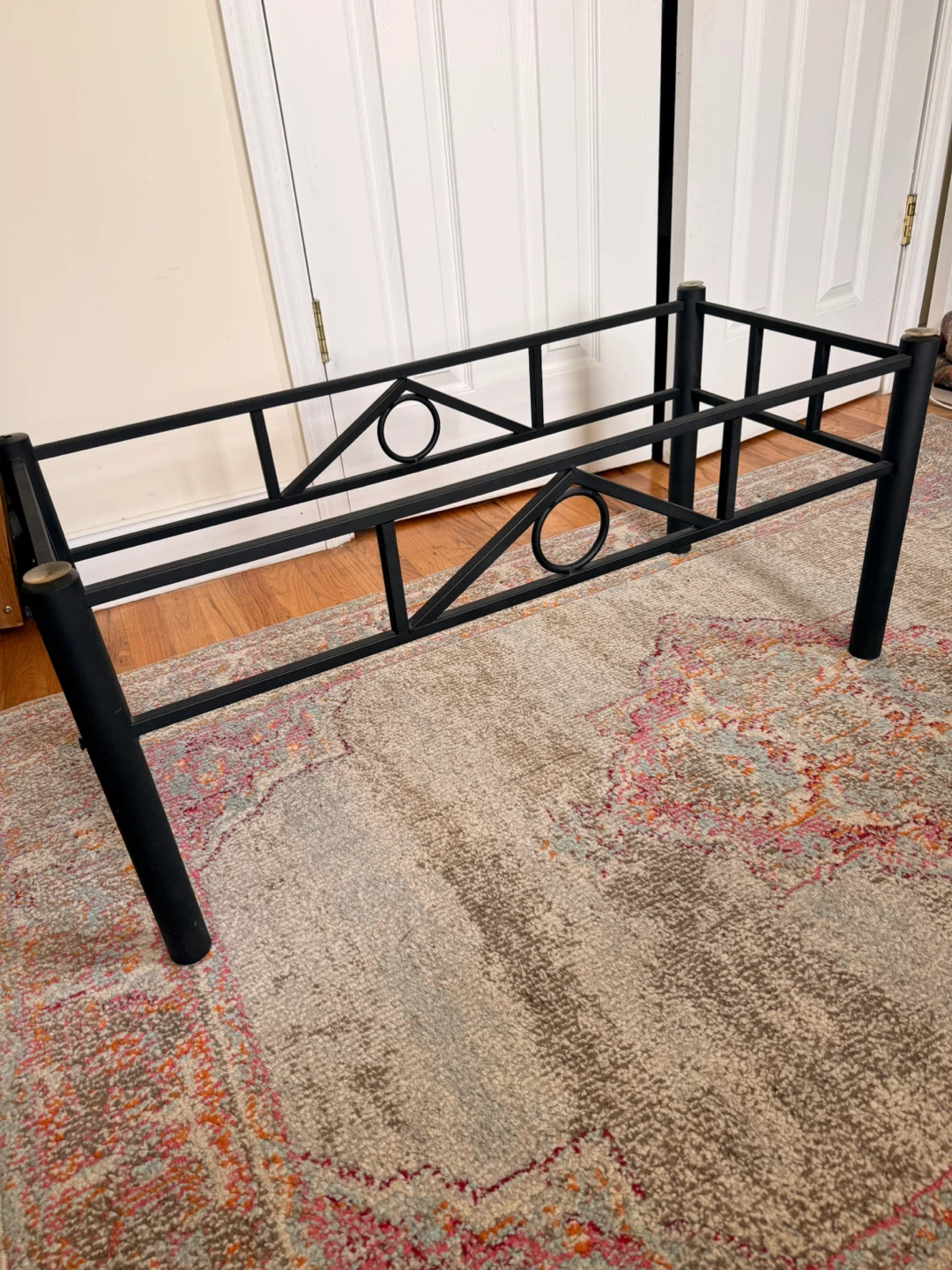 Coffee Table with Smoked Glass Top & Black Metal Base - photo 5