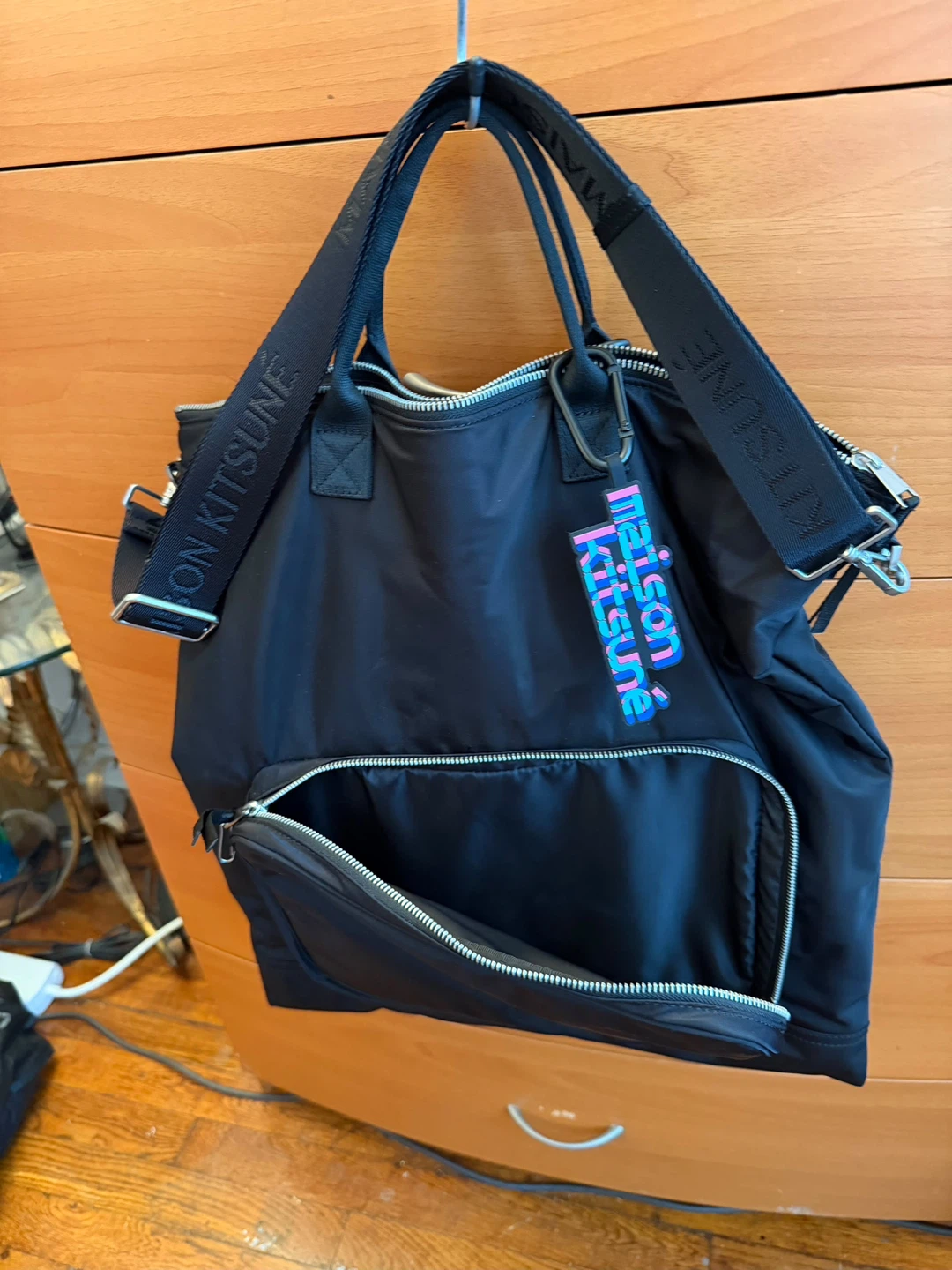 Maison Kitsune Black Nylon Tote Bag - photo 2