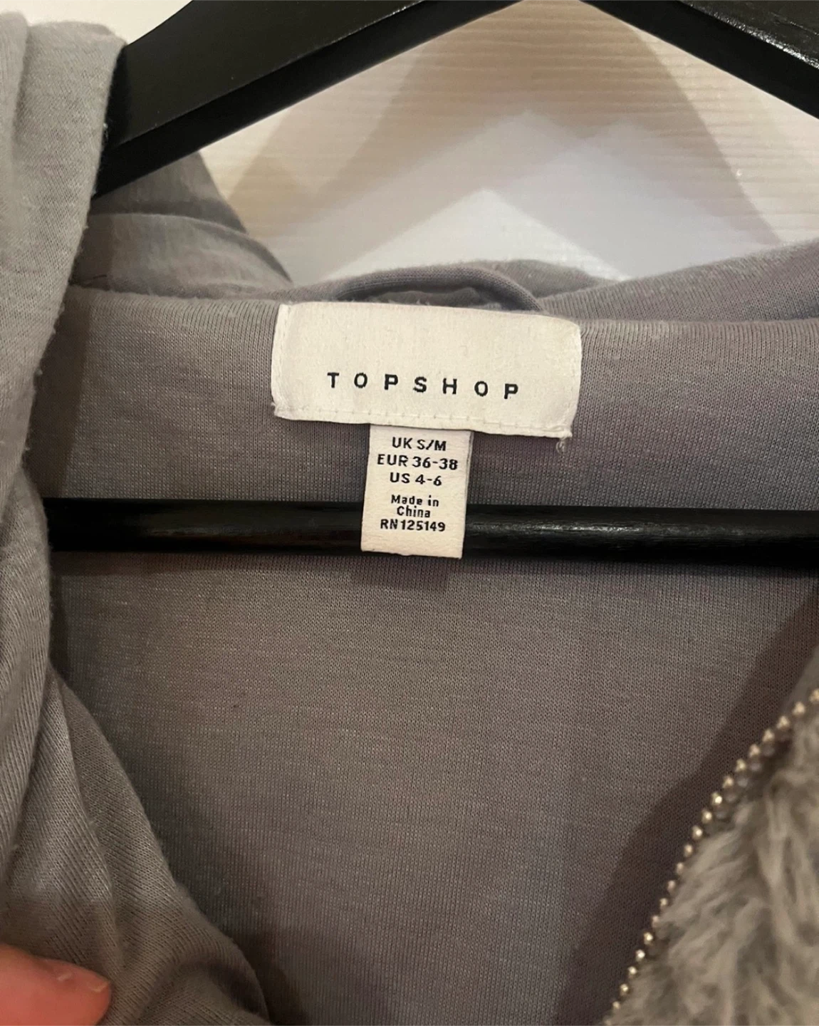Topshop Grey Faux Fur Zip-Up Hoodie - photo 3