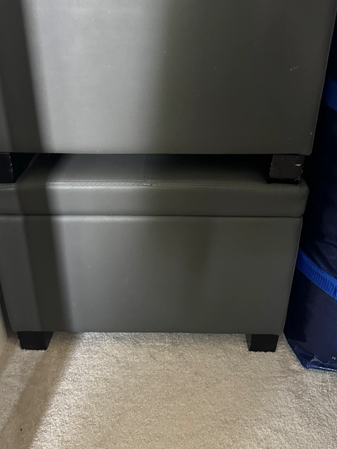 Grey Faux Leather Storage Ottoman with two small pieces - photo 2