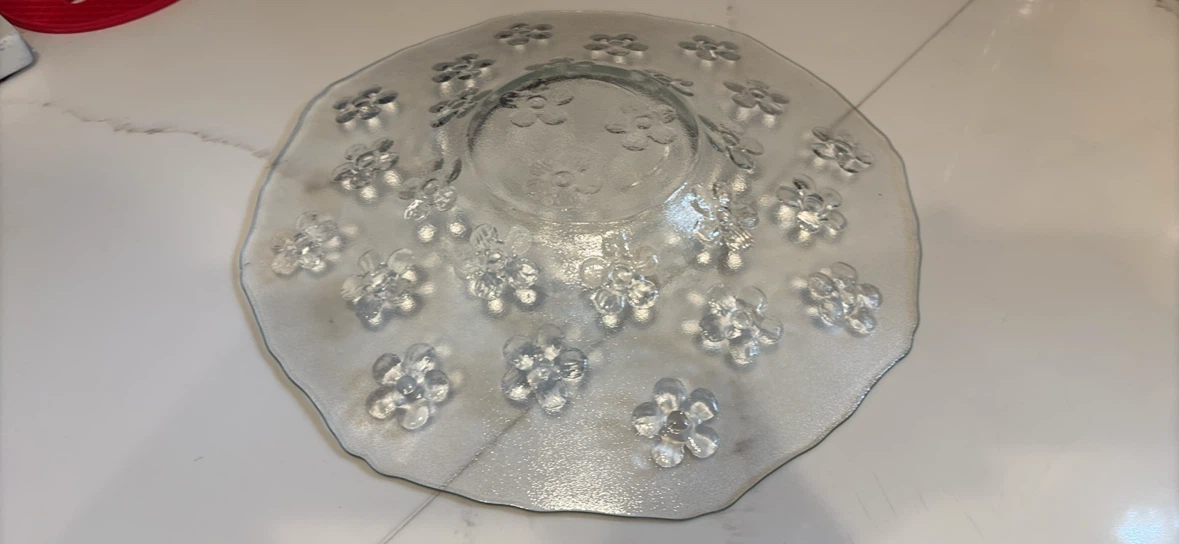 Clear Floral Glass Serving Platter - photo 2