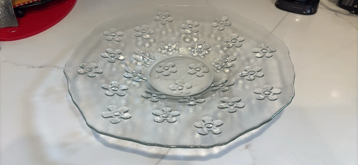 Clear Floral Glass Serving Platter - photo 3