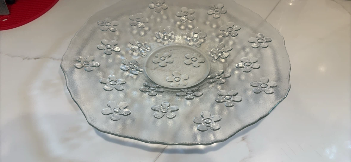 Clear Floral Glass Serving Platter - photo 4
