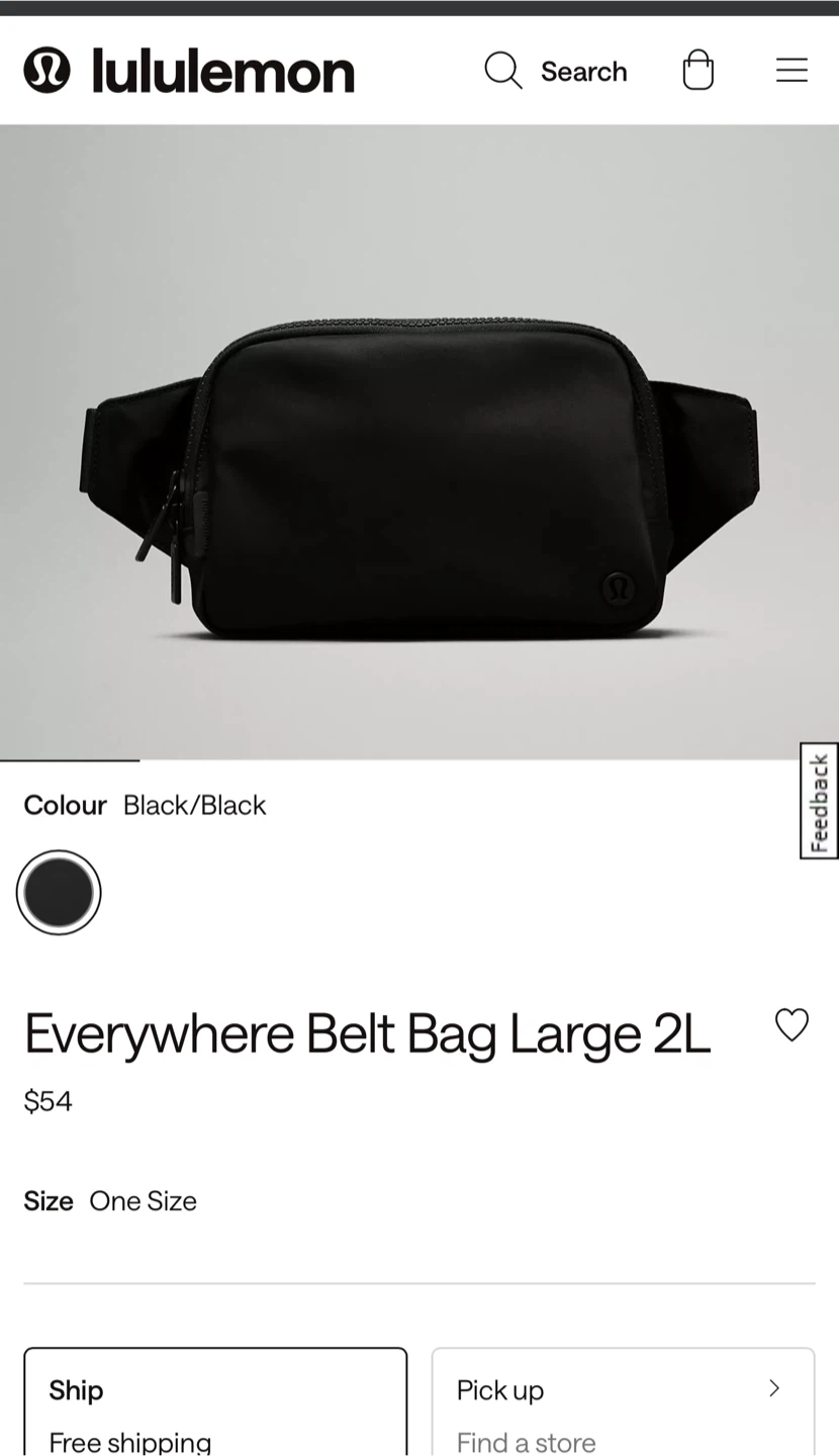 BRAND NEW Lululemon Everywhere Belt Bag Large 2L - Black - photo 3