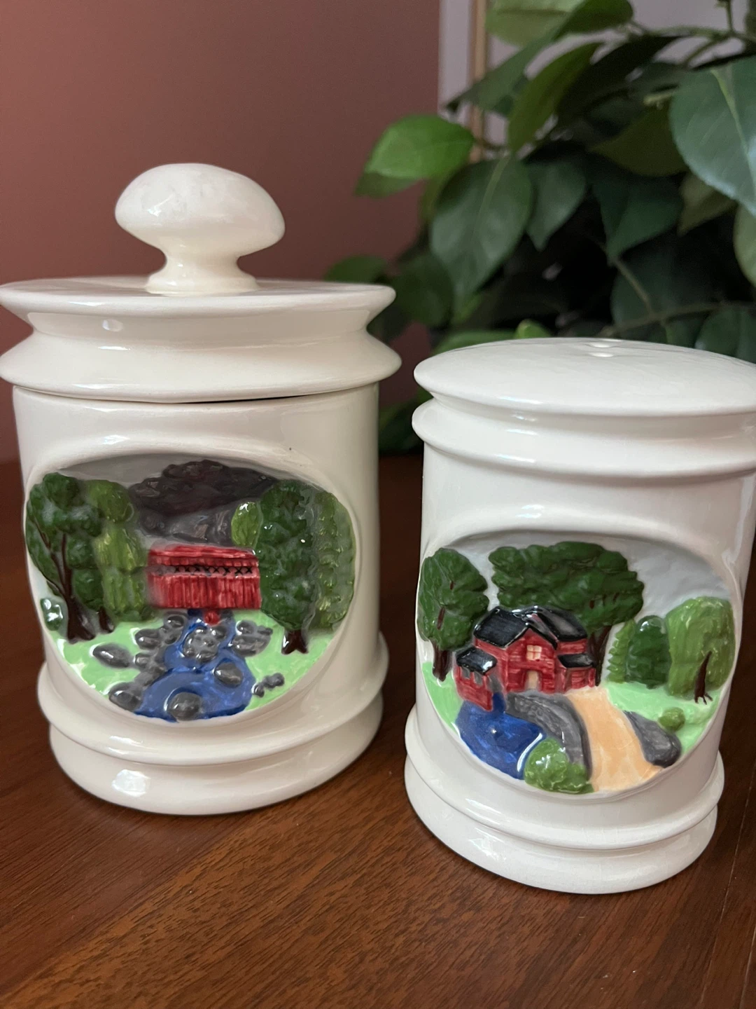 Ceramic Covered Jar and Shaker Set