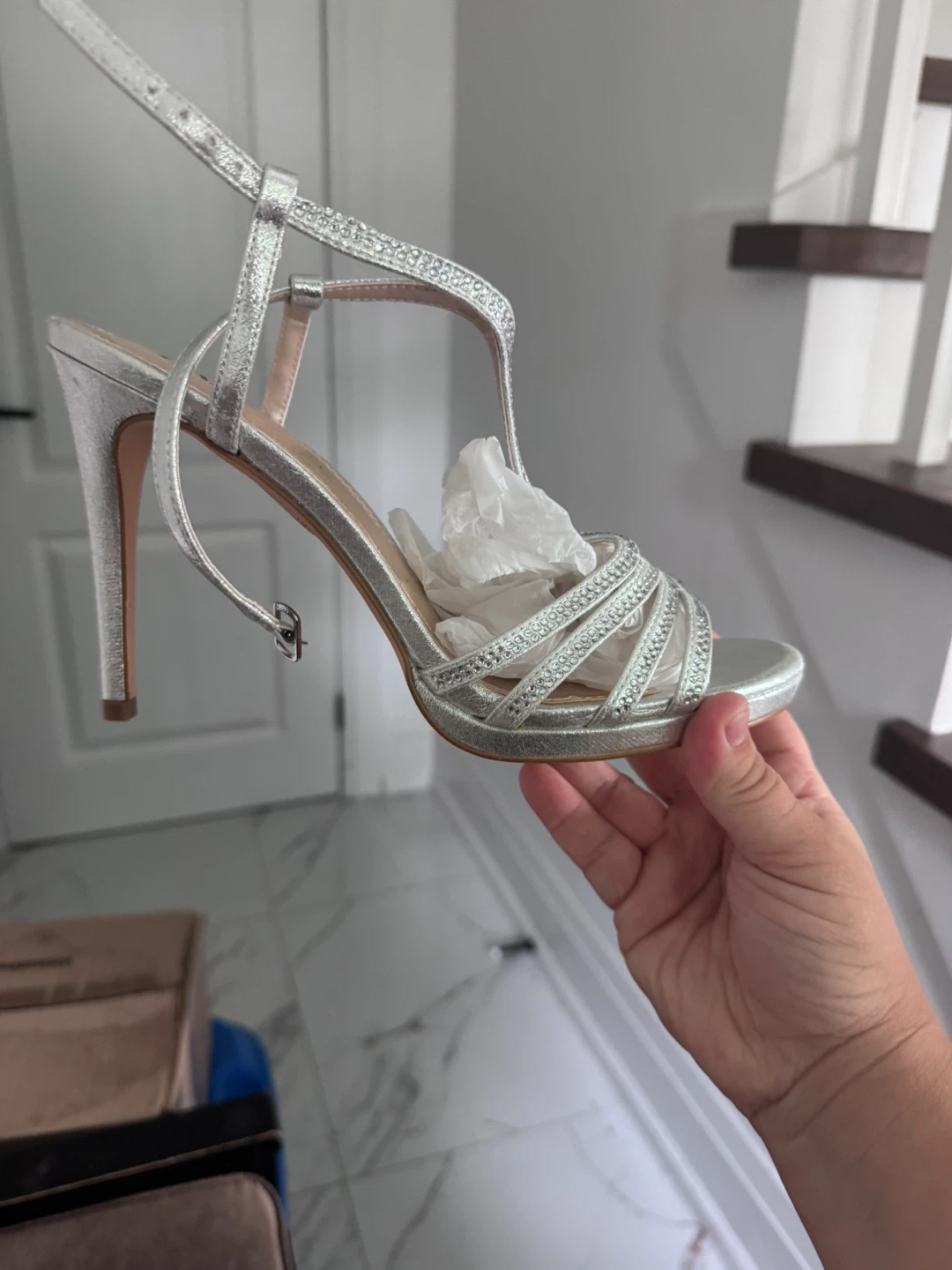 Taxi Silver Stiletto Heels Size 9.5
