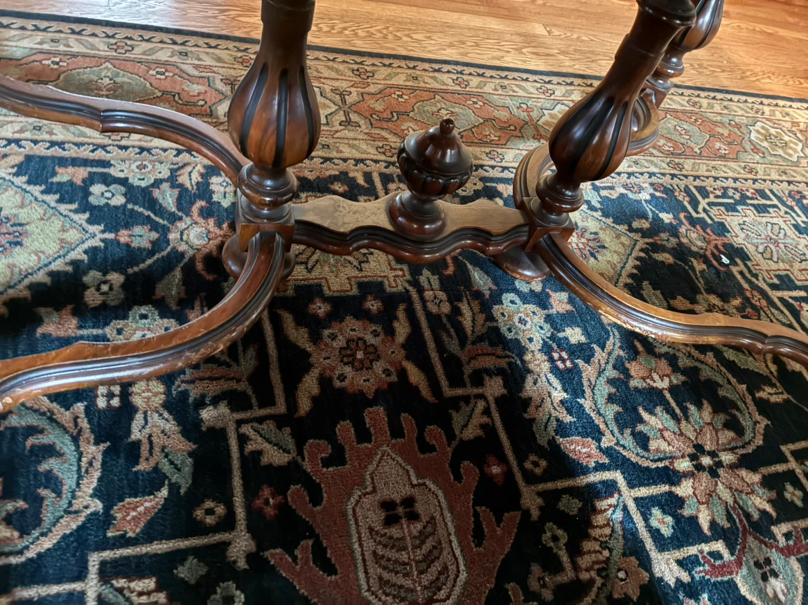 Dining table and chair set with pads and leafs. Mahogany wood - photo 5