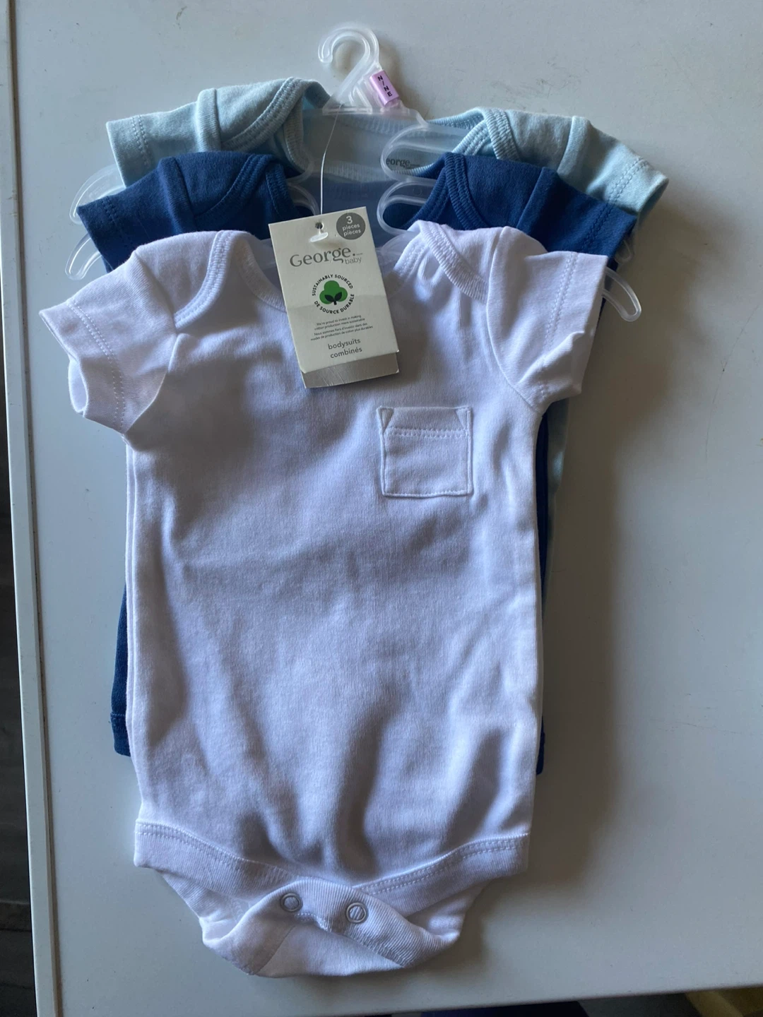 George Baby Boys Layette 3-Pack Bodysuits - Newborn