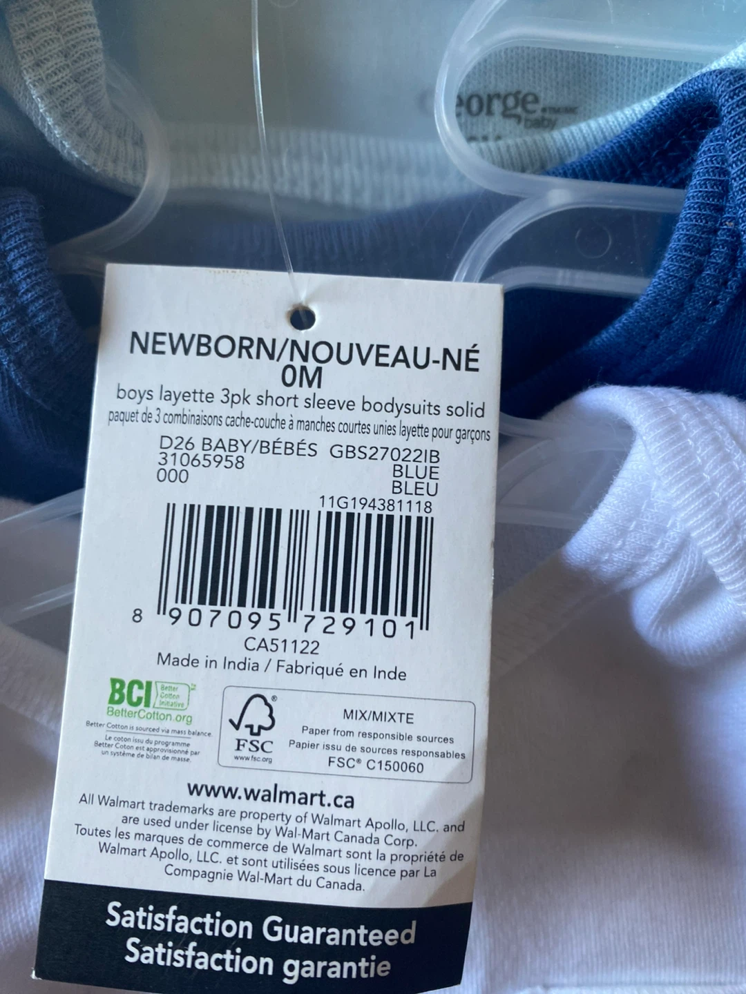 George Baby Boys Layette 3-Pack Bodysuits - Newborn - photo 2