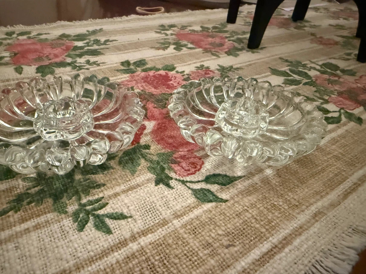 Set of 2 Vintage Clear Glass Candle Holders - photo 5
