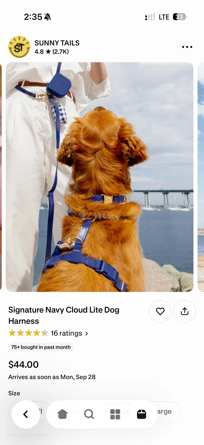 Sunny Tails Navy Dog Harness