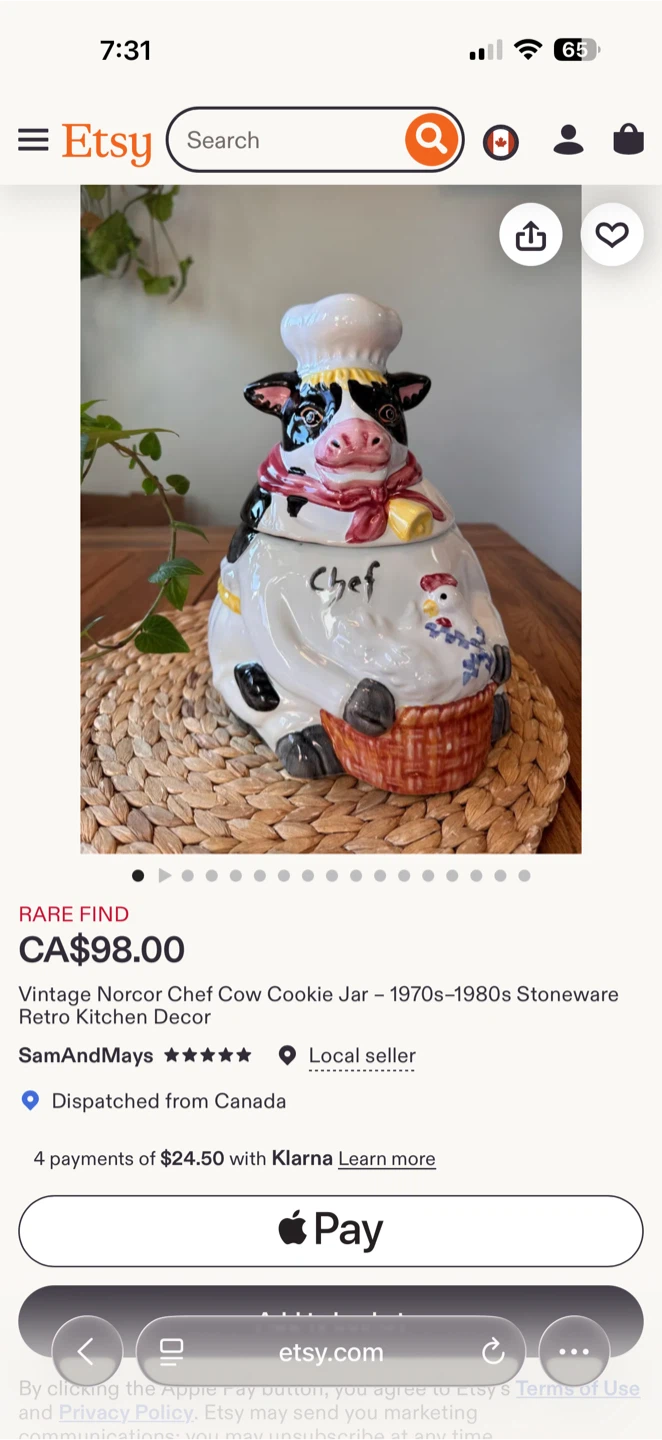 Vintage Norcor Chef Cow Cookie Jar - photo 2