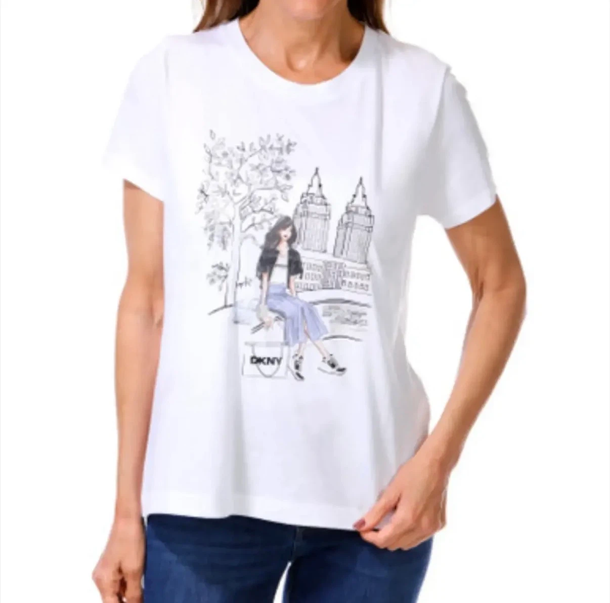 DKNY White Graphic T-Shirt