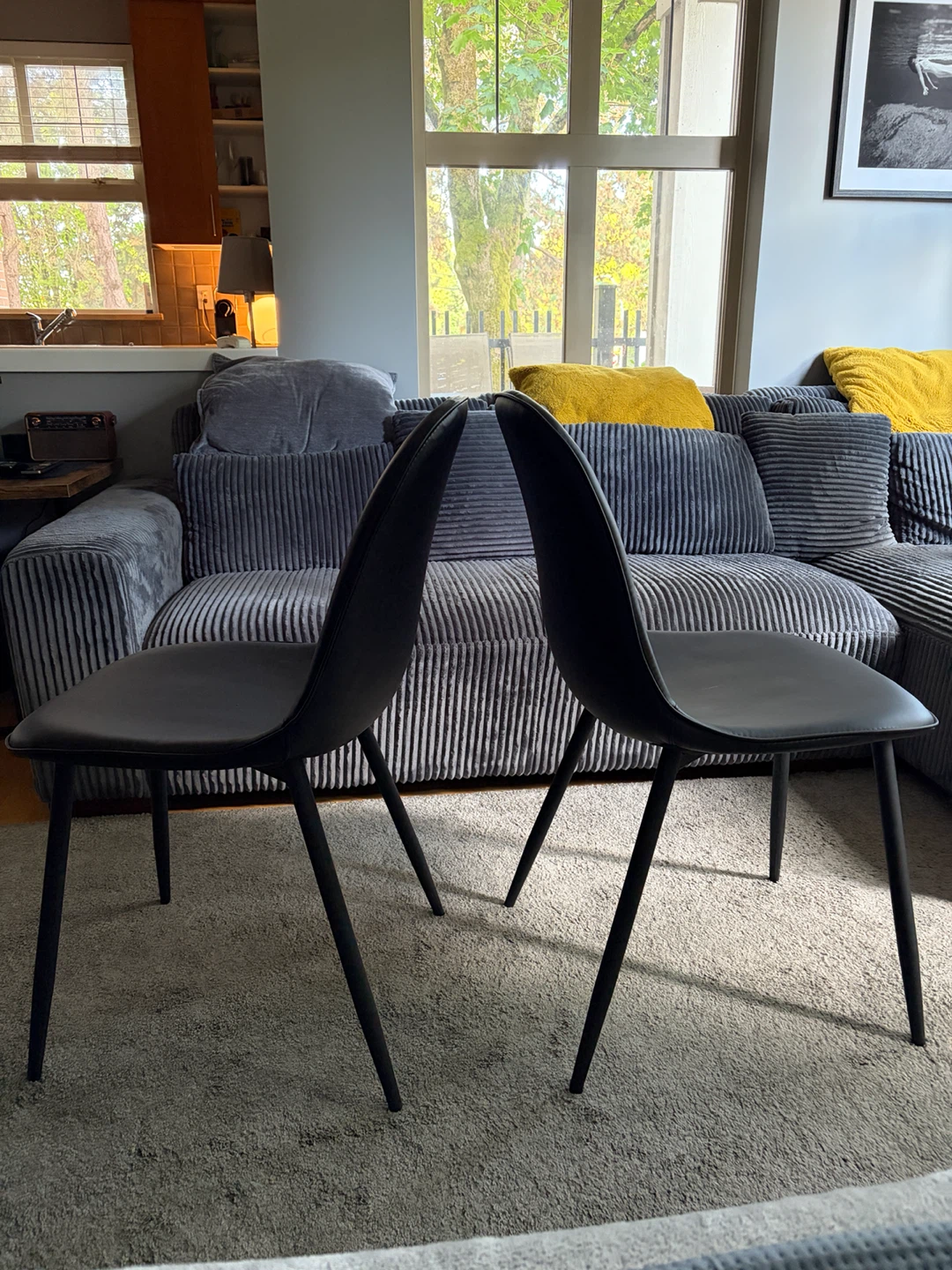 Black Faux Leather Dining Chairs – Set of 2